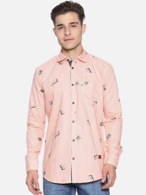 

Campus Sutra Men Peach Classic Regular Fit Printed Casual Shirt