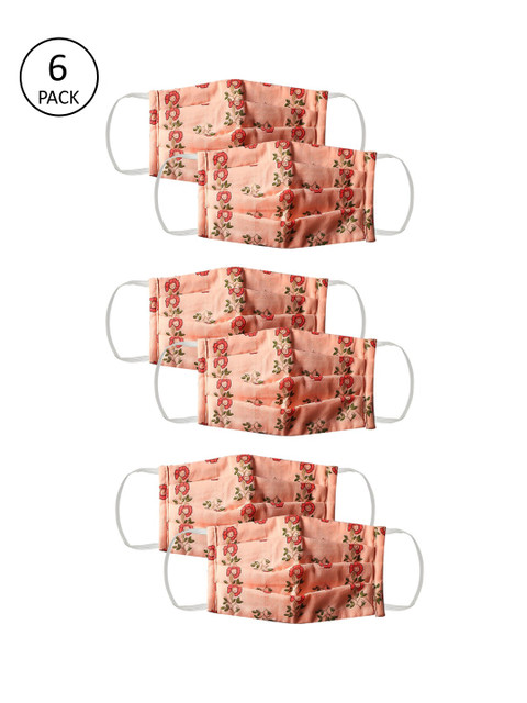 

Bellofox Unisex Pink Pack of 6 Printed Reusable 3-Ply Cloth Masks