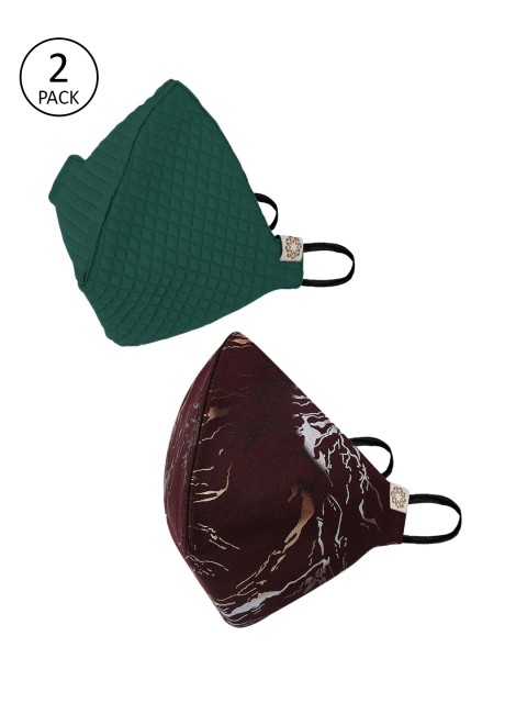 

VASTRAMAY Adults Pack of 2 Reusable 4-Layers Cloth Masks, Maroon