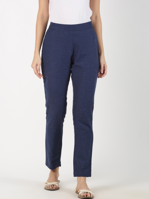 

Saffron Threads Women Blue Original Regular Fit Solid Regular Trousers