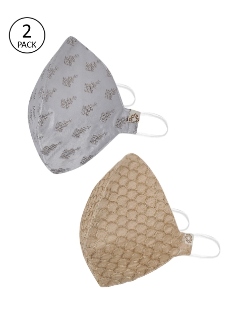 

VASTRAMAY Adults Pack of 2 Reusable 4-Layers Cloth Masks, Gold