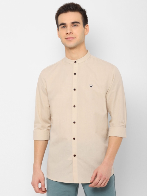 

Allen Solly Men Beige Slim Fit Solid Casual Shirt