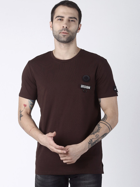 

Rex Straut Jeans Men Brown Solid Round Neck T-shirt