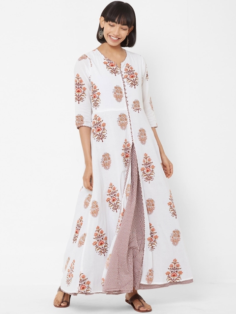 

Vedic Women Off-White Printed Fit and Flare Dress