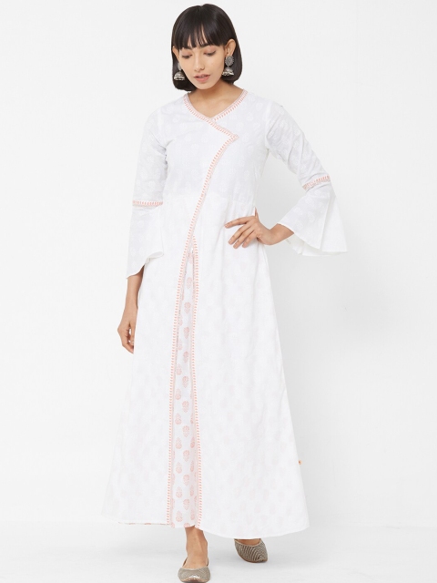 

Vedic Women White Printed A-Line Kurta
