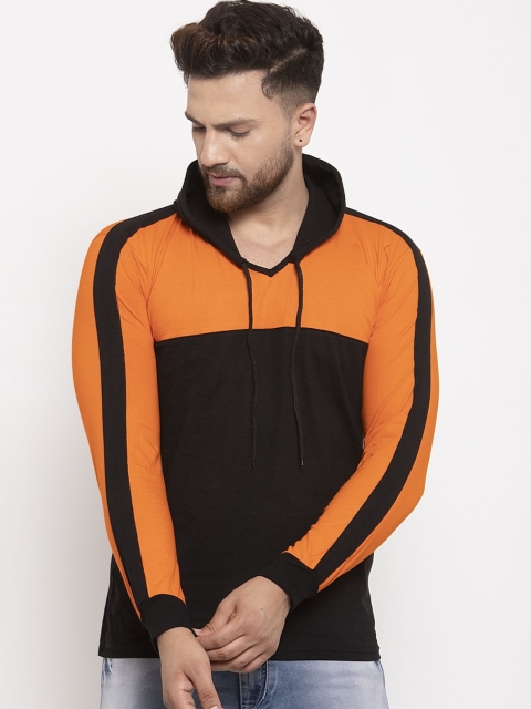 

KATSO Men Orange Colourblocked Hood T-shirt
