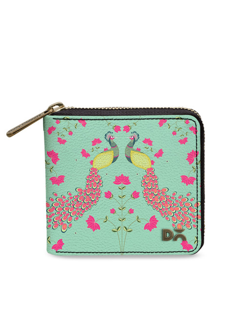 

DailyObjects Women Green & Pink Printed Zip Around Wallet