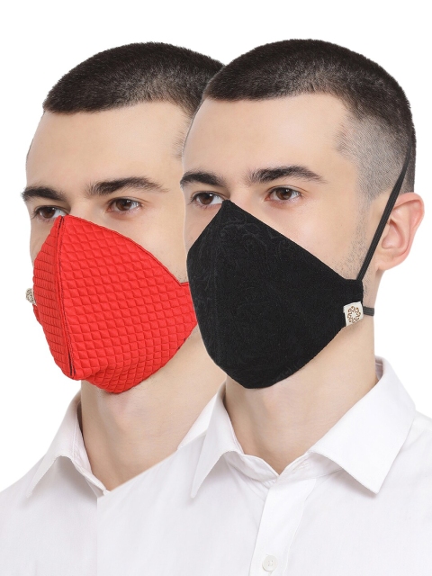 

VASTRAMAY Men 4Ply 2Pcs Protectiev Outdoor Face Masks, Red
