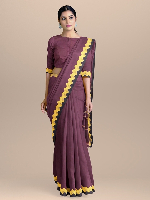 

BharatSthali Purple Solid Silk Cotton Saree