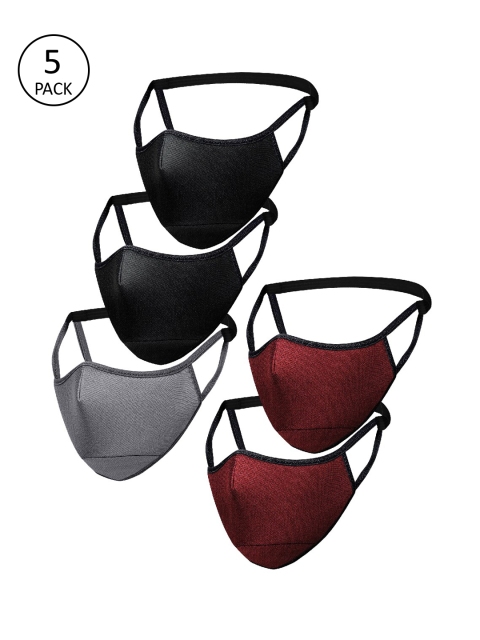 

Impulse Unisex 5 Pcs Solid 5-Ply Reusable Cloth Masks, Maroon