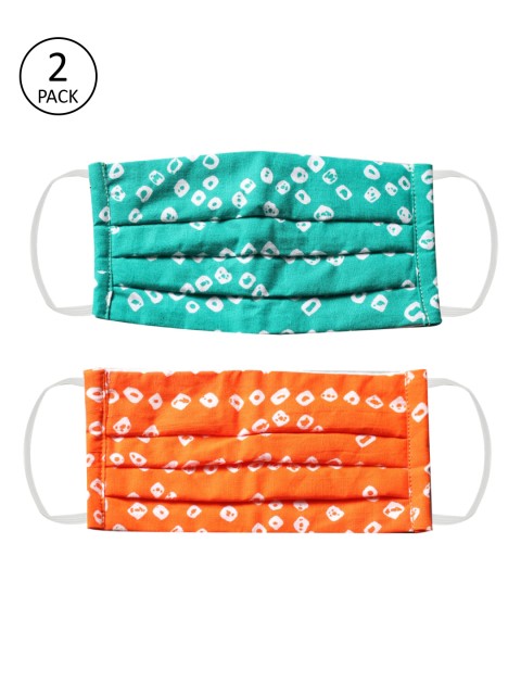 

Bellofox Unisex Green Printed Pack of 2 Reusable 3-Ply Cloth Masks