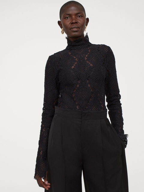 

H&M Women Black Lace Blouse