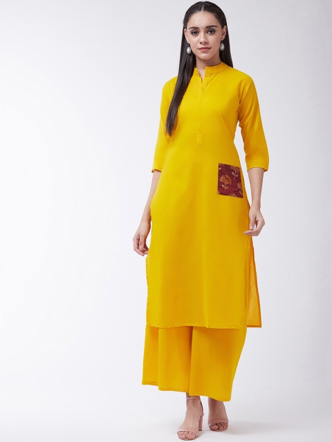 

InWeave Women Yellow Solid Straight Kurta