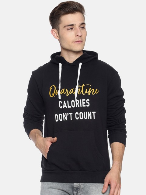 

Campus Sutra Men Black Printed Hooded Sweatshirt