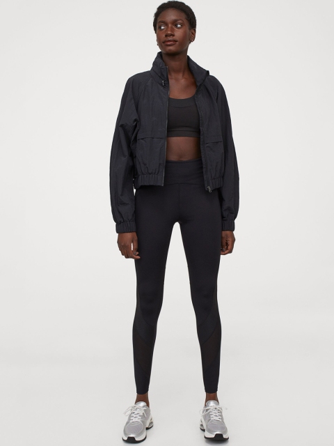 

H&M Women Black Solid Mesh-Inset Tights High Waist