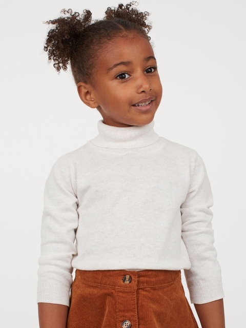 

H&M Girls White Fine-knit Polo-neck Jumper