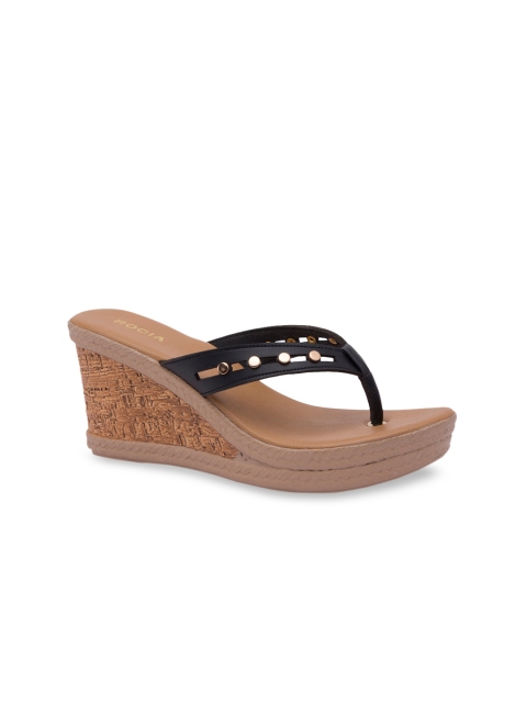 Rocia Women Black Textured Sandals