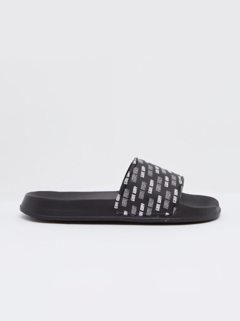

shoexpress Men Black Printed Sliders