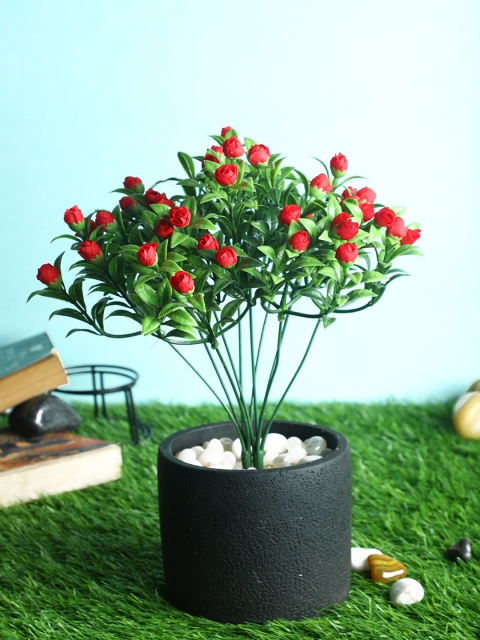 

PolliNation Red & Green Set of 2 Decorative Artificial Rose Flower Bunch