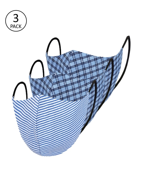 

Impulse Unisex 3 Pcs Printed 4-Ply Anti-Pollution Reusable Cloth Masks, Blue