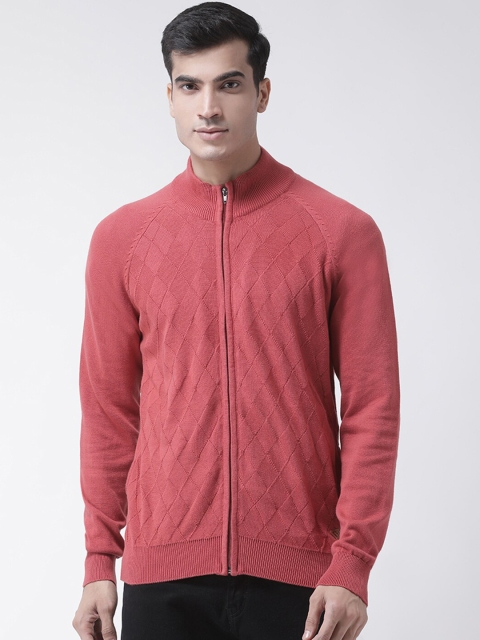 

Club York Men Pink Self Design Cardigan Sweater
