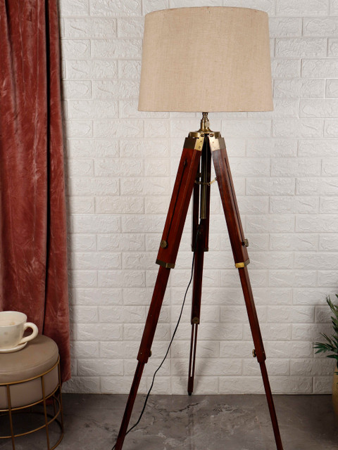 

Grated Ginger Beige & Brown Solid Handcrafted Floor Lamp with Shade