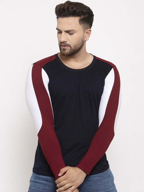 

KATSO Men Navy Blue Solid Round Neck T-shirt