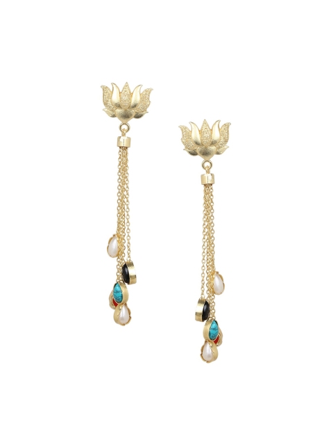 

ZeroKaata Gold-Plated Floral Handcrafted Drop Earrings