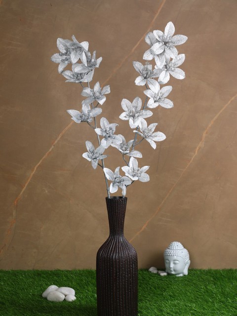 

PolliNation Silver Set of 2 Artificial Forsythia Glitter Flower