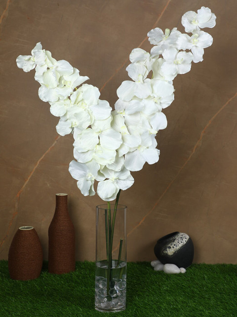 

PolliNation Set Of 2 White Stunning Artificial Vanda Orchid Flower