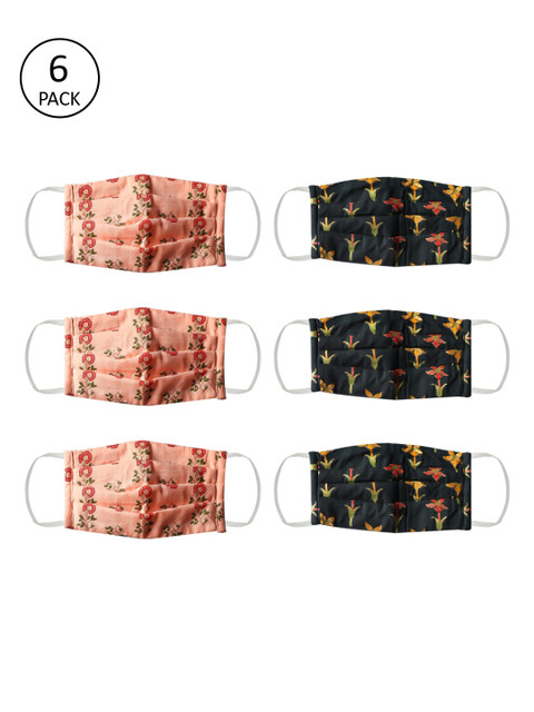 

Bellofox Unisex Pink Printed Pack of 6 Reusable 3-Ply Cloth Masks
