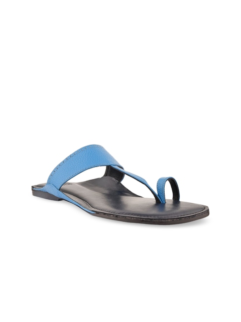 

SKO Men Blue & Black Kolhapuri Comfort Sandals