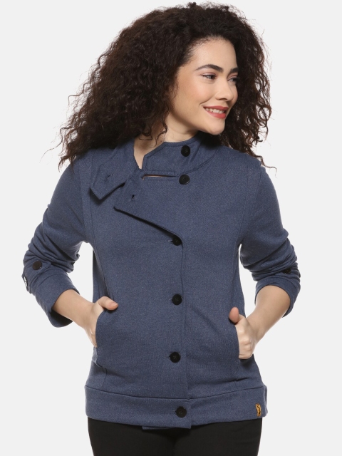

Campus Sutra Women Blue Solid Windcheater Tailored Jacket