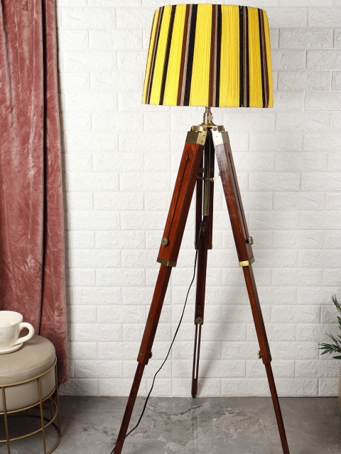 

Grated Ginger Yellow & Brown Self Design Handcrafted Floor Lamp with Shade