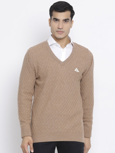 

Monte Carlo Men Beige Self Design Pullover Sweater