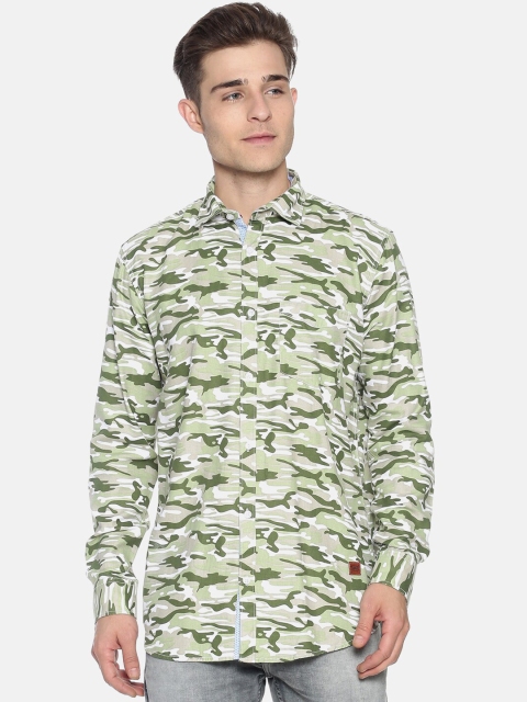 

Campus Sutra Men Green & White Regular Fit Printed Casual Shirt