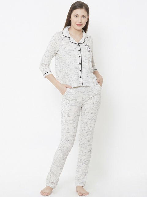 

Sweet Dreams Women Grey & Black Printed Night Suit