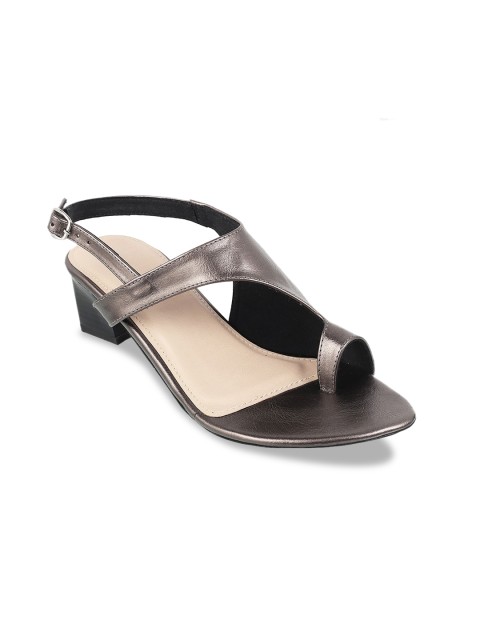 

LEMON & PEPPER Women Gunmetal-Toned Solid Block Heels, Metallic