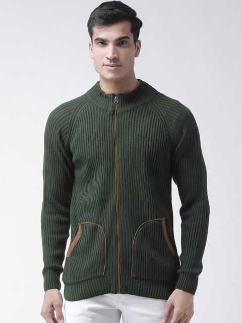 

Club York Men Green Ribbed Cardigan Sweater