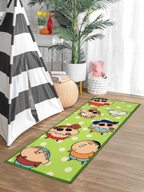

Saral Home Unisex Green & White Shinchan Printed Anti-Skid Runner