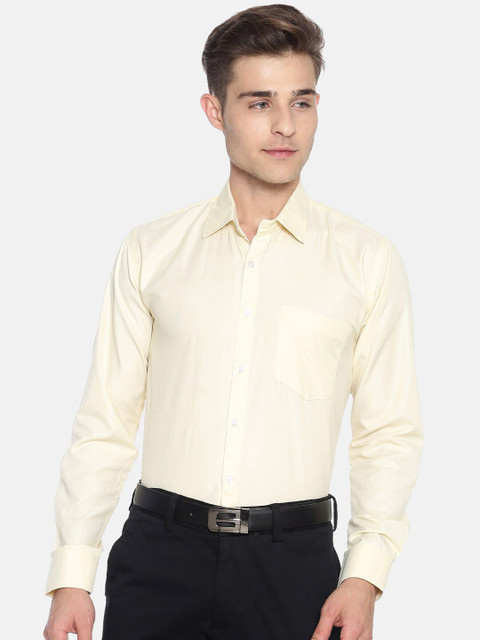 

Instafab Men Cream-Coloured Regular Fit Solid Casual Shirt