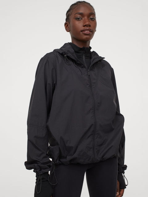 

H&M Women Black Lightweight Windbreaker Jacket