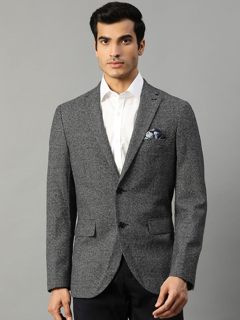 

Matinique Men Navy Slim-Fit Self-Design Single-Breasted Casual Blazer, Grey