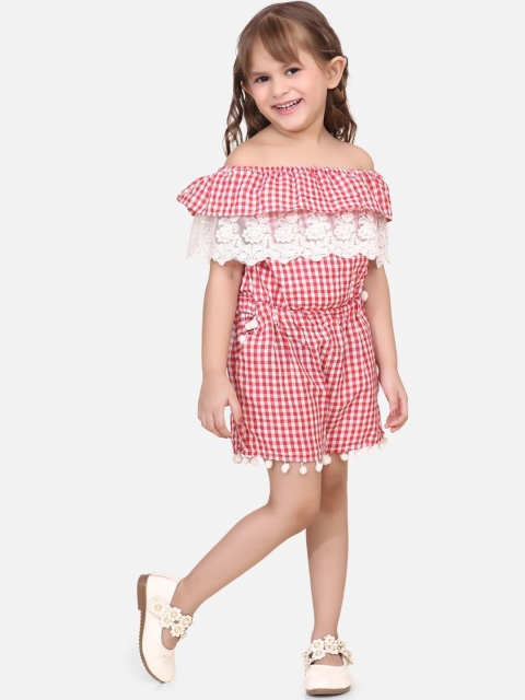 

Fairies Forever Girls Red & White Checked Lace Playsuit