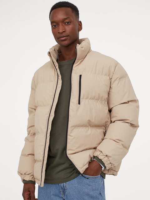 

H&M Men Beige Solid Padded Jacket