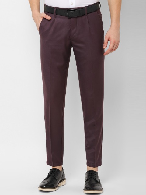 

Allen Solly Men Burgundy Slim Fit Solid Regular Trousers
