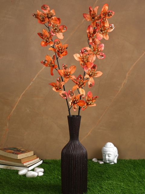 

PolliNation Orange Set of 2 Premium Artificial Forsythia Glitter Flower