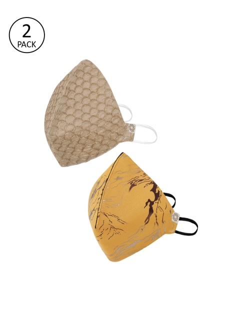 

VASTRAMAY Unisex 2 Pcs 4-Ply Anti-Pollution Reusable Cloth Masks, Yellow