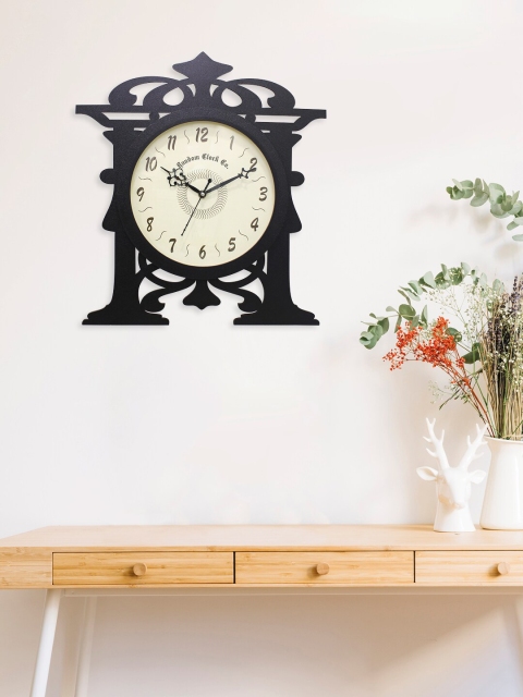 

RANDOM Black & Off-White Abstract Shaped Solid MDF Wood 36 cm Analogue Wall Clock