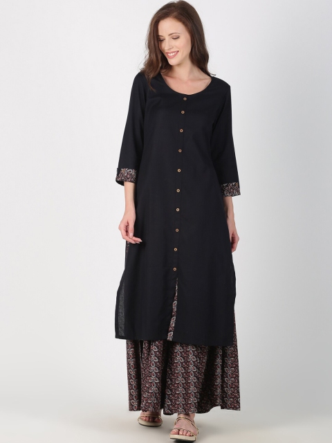 

Saffron Threads Women Black & Red Kurta with Palazzos Set